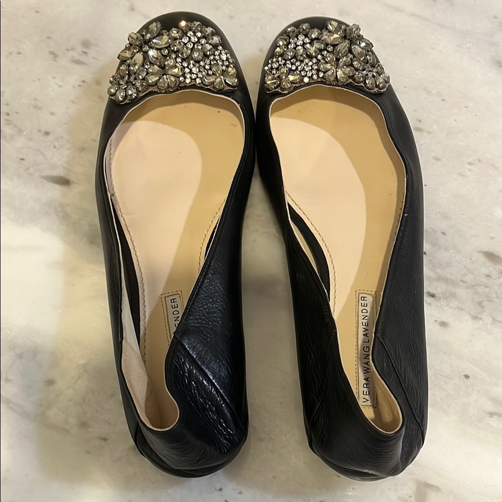 Vera Wang Black Embellished Flats